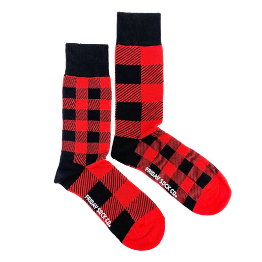 Men’s Red & Black Plaid Socks