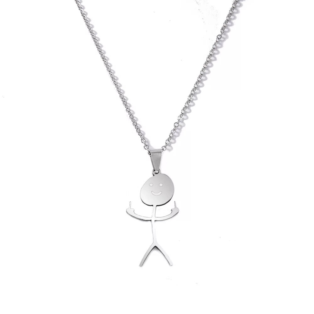 Middle Finger Stickman Necklace