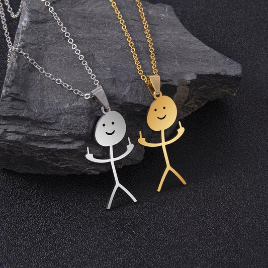 Middle Finger Stickman Necklace