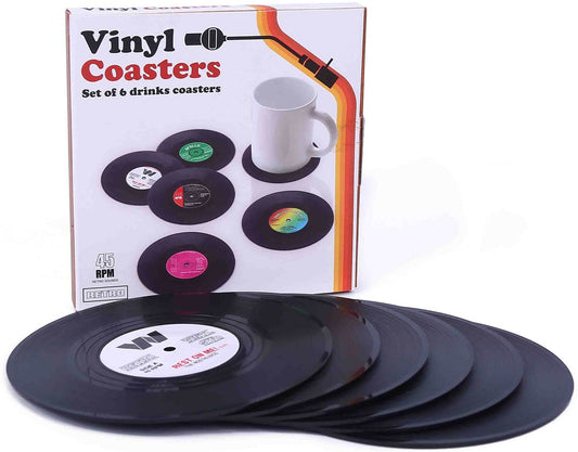 Retro Vinyl Record Coaster Set