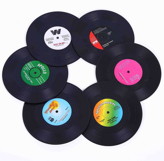 Retro Vinyl Record Coaster Set