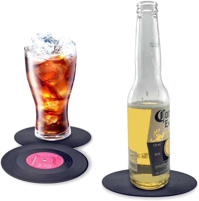 Retro Vinyl Record Coaster Set